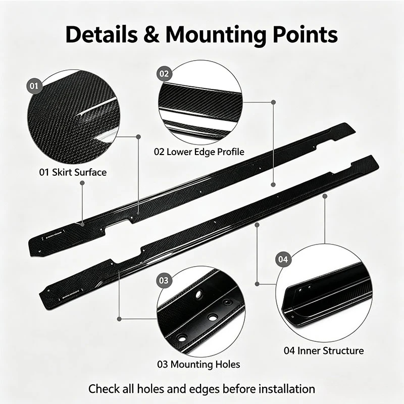Wet Carbon Fiber Side Skirts For Bmw Mini F55 2014‑2023 Sport Style Side Body Exterior Car Tuning Parts view 3