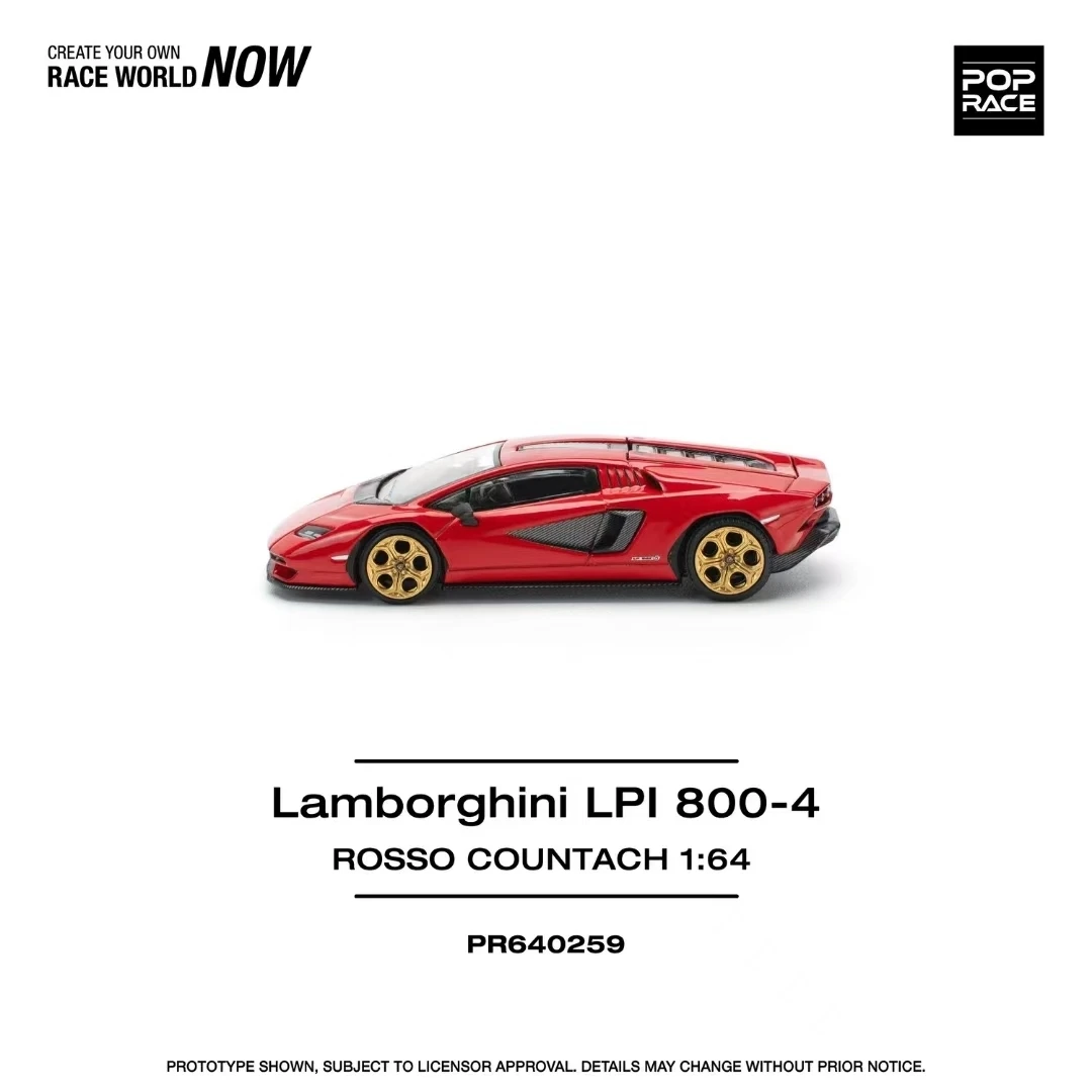 PreSale POP Race 1:64 Lamborghini Countach LPI800-4 Rosso Red Dance Diecast Diorama Car Model Toy