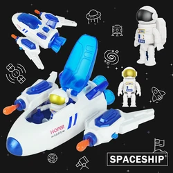 Space Toys Science Spaceship Shuttle Aerospace Family Astronaut Figure Model With Lights And Music Rocket Toy For Kids Boy Gifts