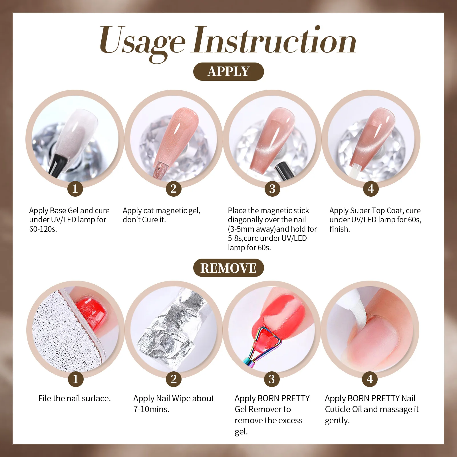 BORN PRETTY 6 ボトル Sauvage Cat 磁気ネイルジェルポリッシュセット半永久 UV ジェルソークオフスパークリンググリッターネイルアートサロン