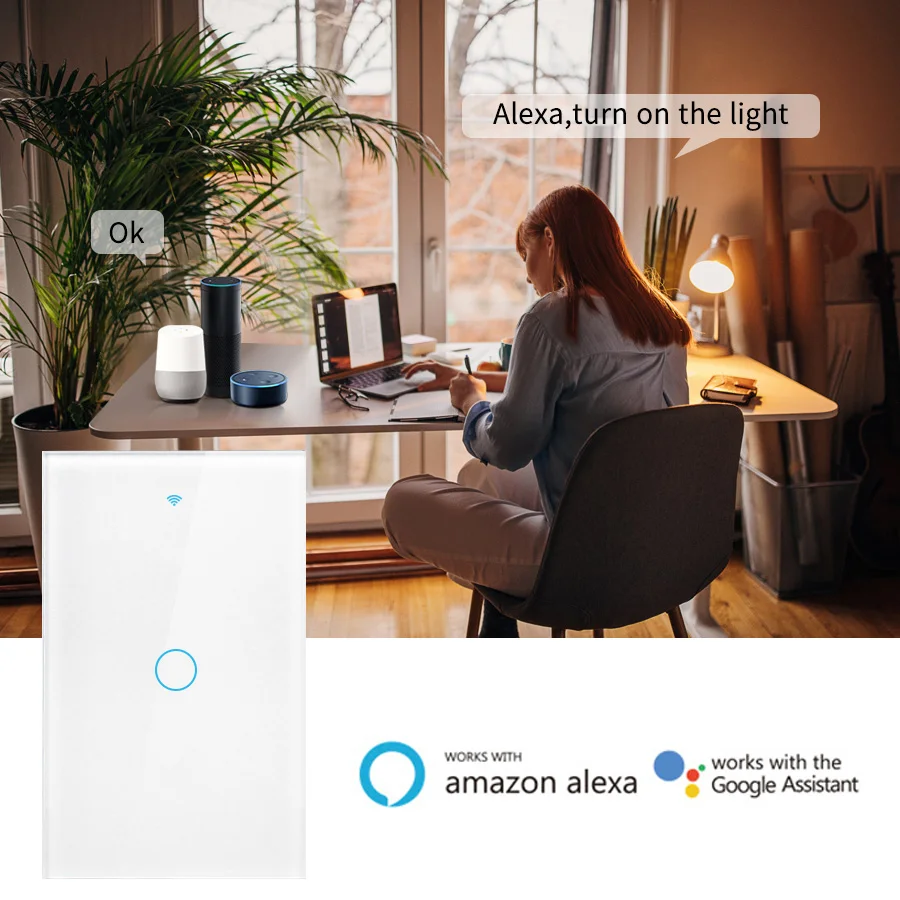 Tuya WiFi Smart Licht Schalter Neutral Draht/Kein Neutral Draht Erforderlich Wand Touch Schalter 1/2/3/4 Gang Schalter für Alexa Google Hause