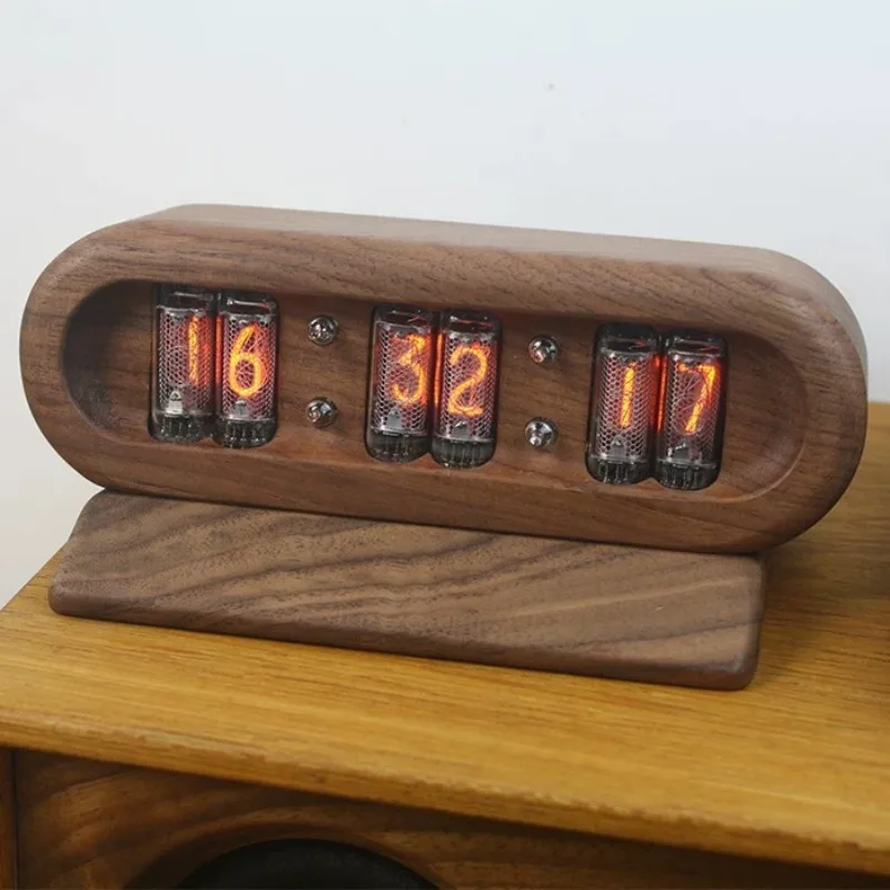 Retro Tube Table Clocks Soviet IN16 Removable Soft Glow Tube Desk Clock Solid Wood Ornament Desk Clock Luxury Classic Home Decor