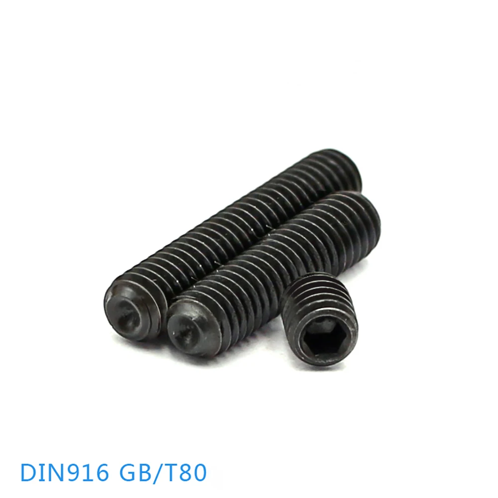 10/20/30/50Pcs M4 M5 M6 Grade 12.9 Carbon Steel Headless Hexagon Hollow Screw DIN916 Hex Socket Set Screw