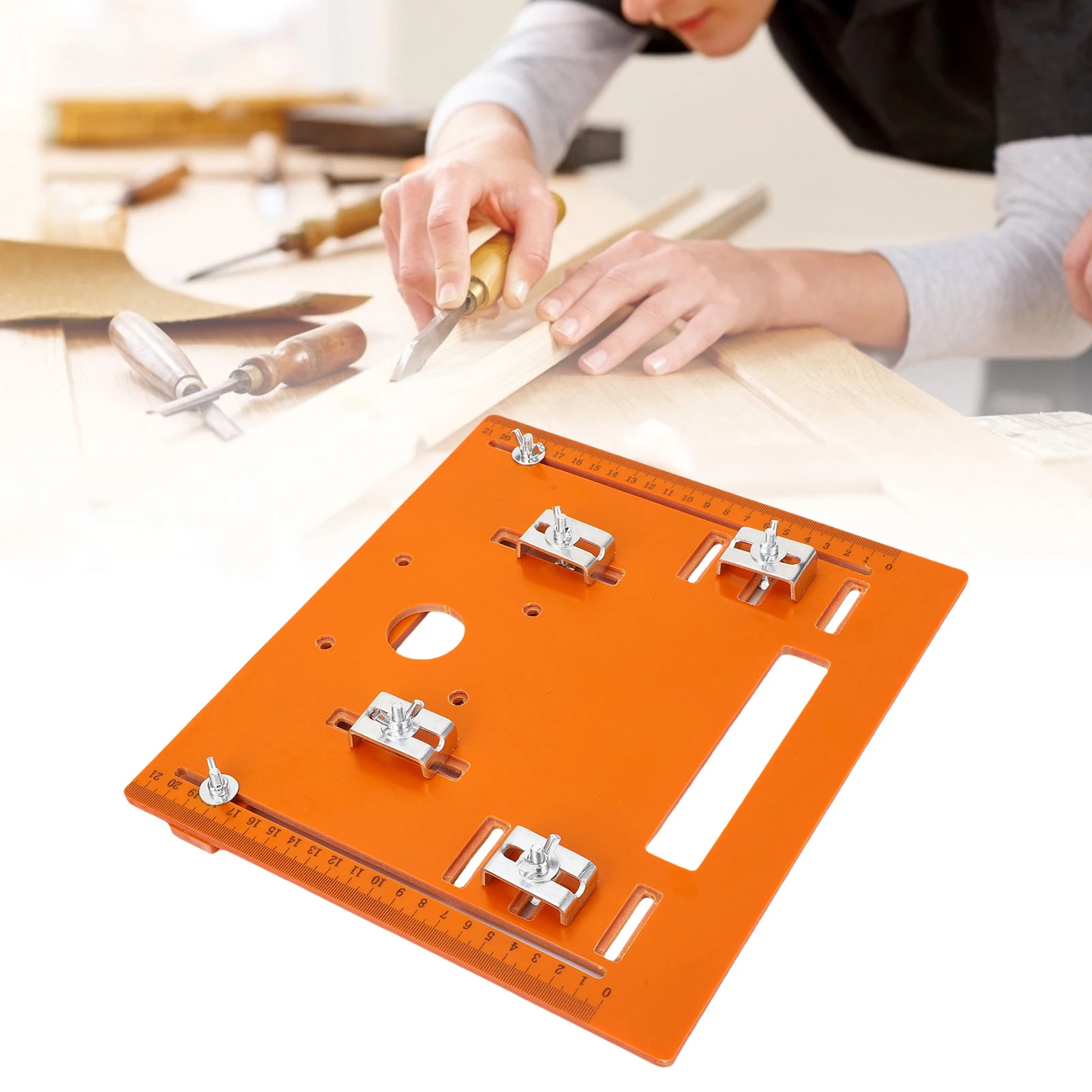 

Встраиваемая пластина для фрезерного стола, основание для циркулярной пилы 28x25 см, с четкой шкалой для деревообработки
