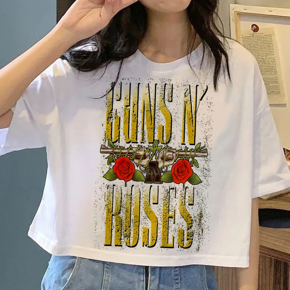 Camiseta de Guns N Roses para hombre, camisa blanca japonesa de Anime, Manga divertida, estética Y2k