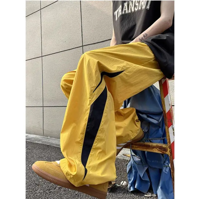 Spring Autumn Fashion Elastic Waist Dopamine Men's Clothing Pockets Chaopai Versatile Korean Straight Quick Drying Cargo Pants