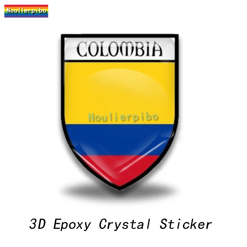 3D Epoxy Car Dome Sticker Colombia Flag National Emblem Map Car Window Bumper Motorcycle Helmet Cell Phone Vinyl Decal