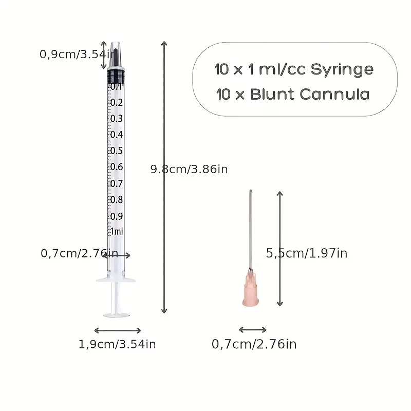 1ml Syringe + Pink Plastic Blunt Needle, Suitable for Animal Feeding, Liquid Transfer, Supplementation, and Plant Watering in Scientific Laboratories view 2