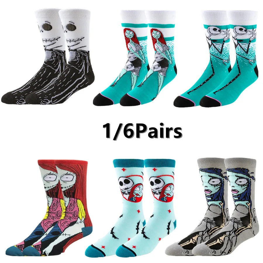 

1/6 пары Potdemiel забавные уличные модные носки для мужчин и женщин с героями мультфильмов аниме хип-хоп новинка повседневные