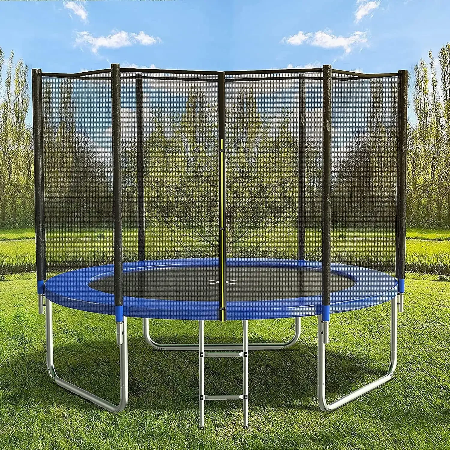 

10FT Trampoline for Kids with Safety Enclosure, Ladder & Basketball Hoop, 680LBS Max Load, Heavy Duty Backyard Bouncer Set