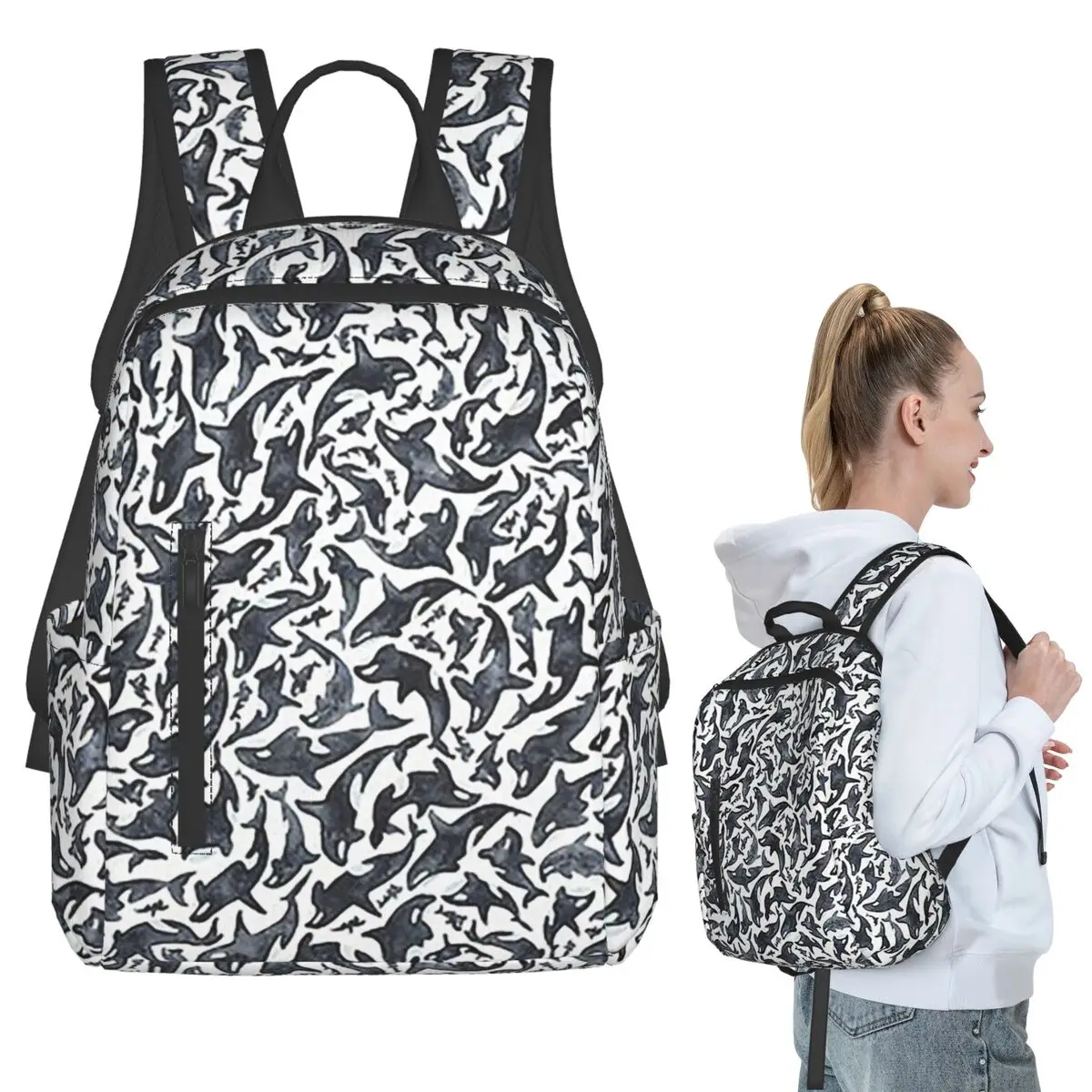 Orca Aquatic Sea Ocean - Top Tees Killer Whale (5) Backpack Student BookBag Boys Girls School Bag Laptop Shoulder Bags Men Women