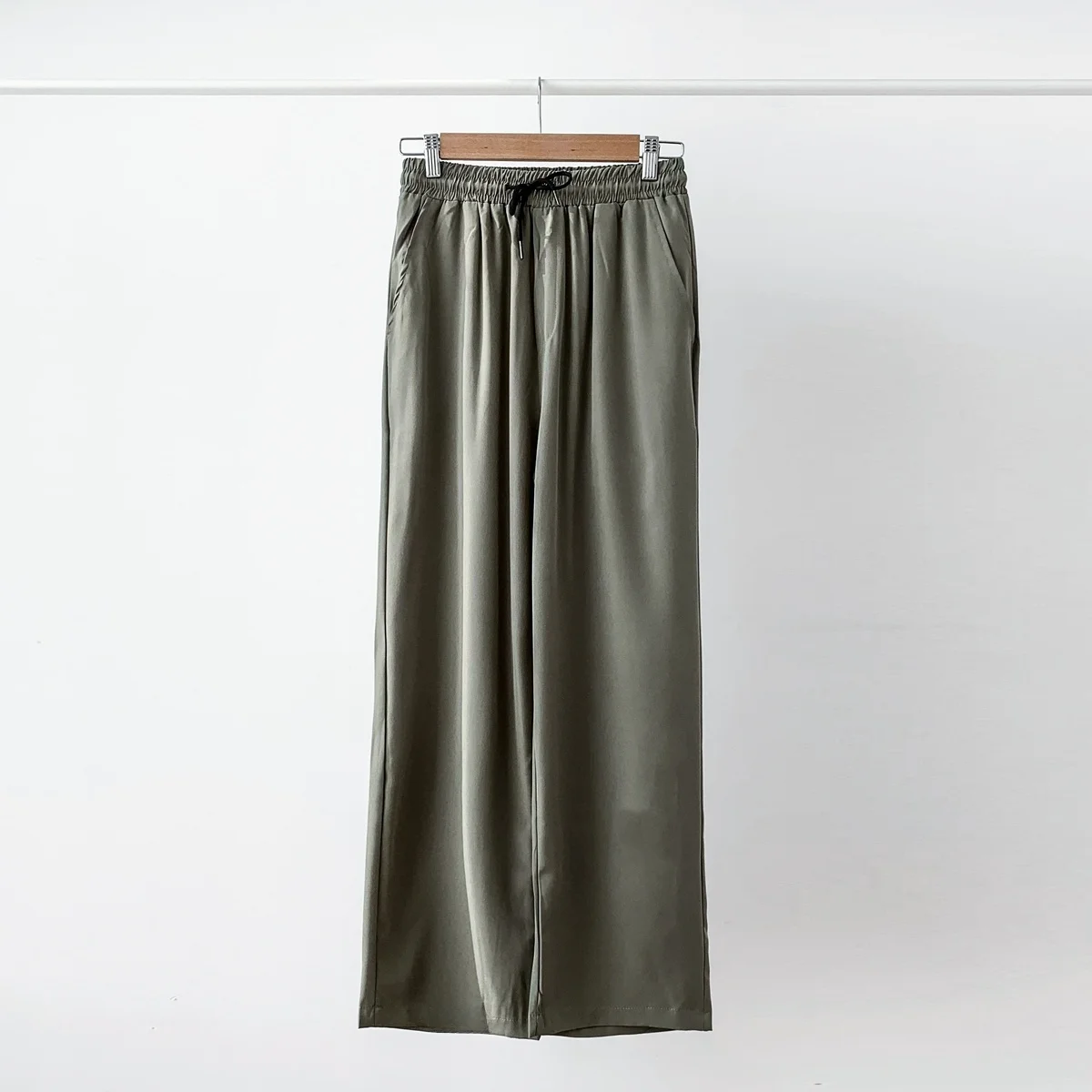 

Мужские летние тонкие брюки из ледяного шелка прямого кроя, свободные, больших размеров, молодежные, модные, из смесового полиэстера со спандексом