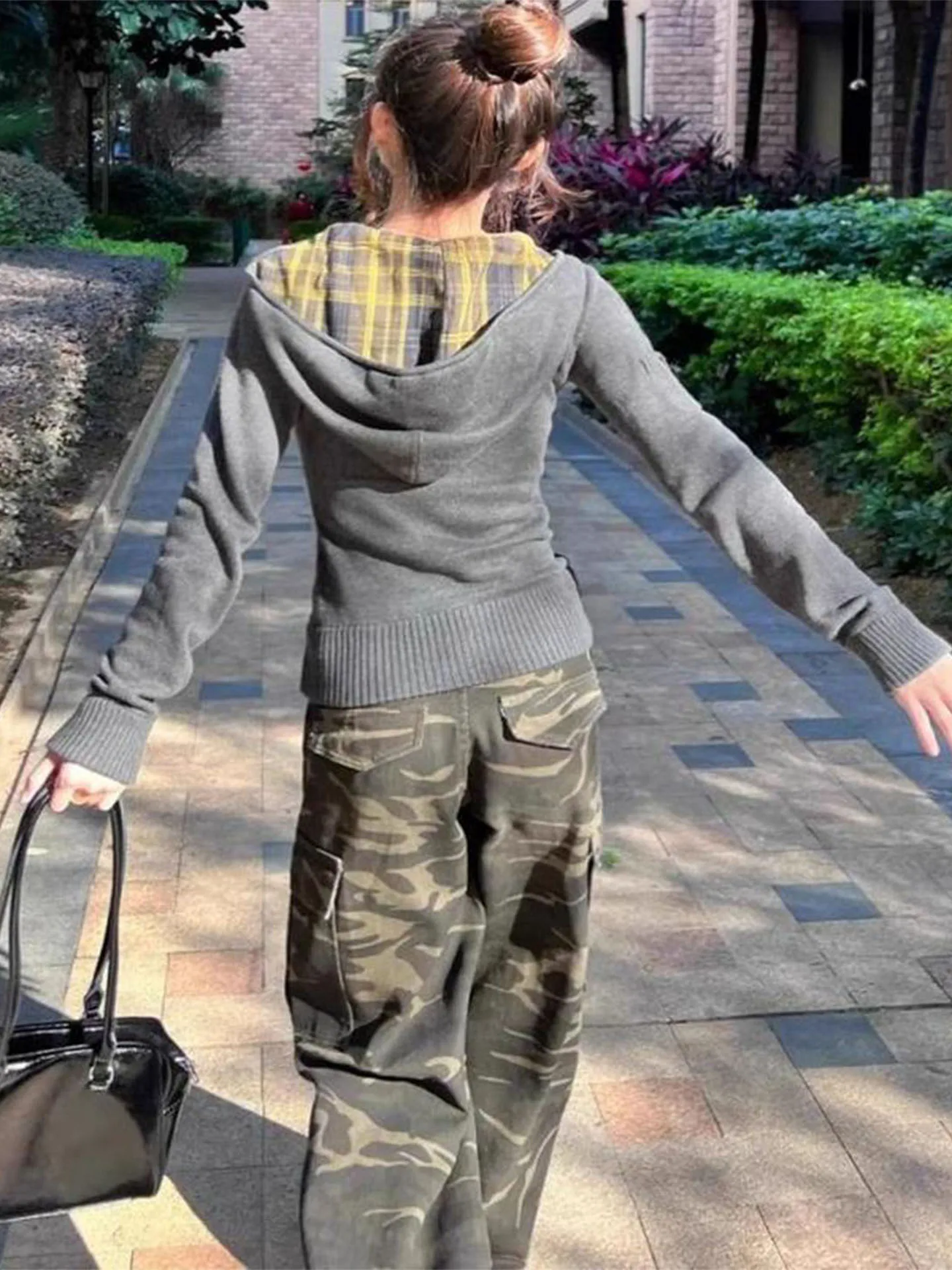 الرجعية الأمريكية منقوشة قلنسوة بسحاب المرأة محبوك سليم صالح الخريف الراقية المشاعر ملابس خارجية حامل الطبعة تخفيف Sle #2