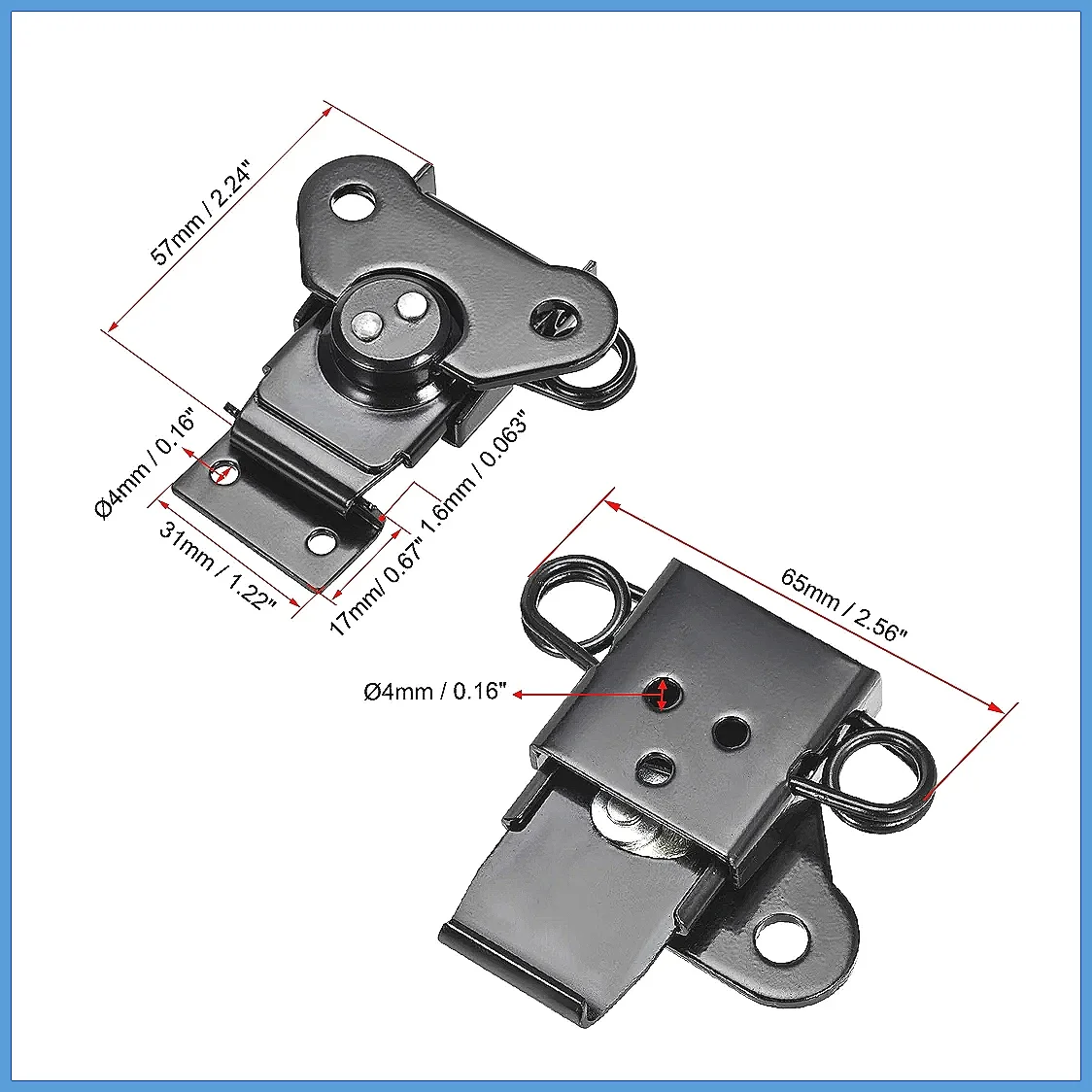 2Pcs Iron Spring Loaded Butterfly Twist Latch Keeper Toggle Clamp with Keyhole, Heavy Duty Toggle Latch Buckle for Case Box D