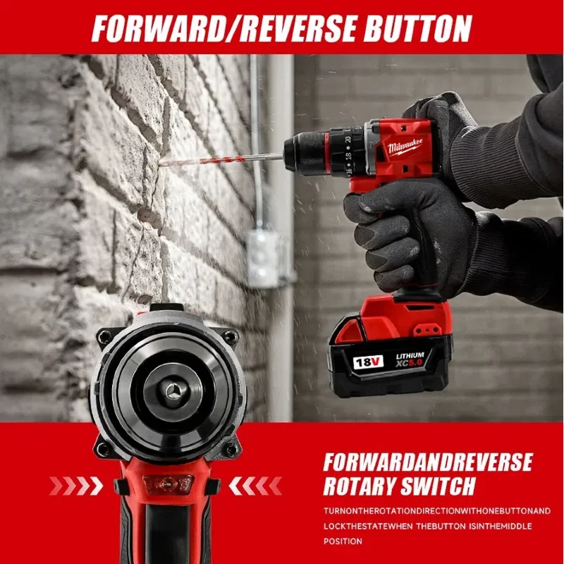 Milwaukee Brushless Impact Drill 150N.m Cordless Electric Drill 20+3 Torque Small Drill Hammer Multifunctional Power Tools #3