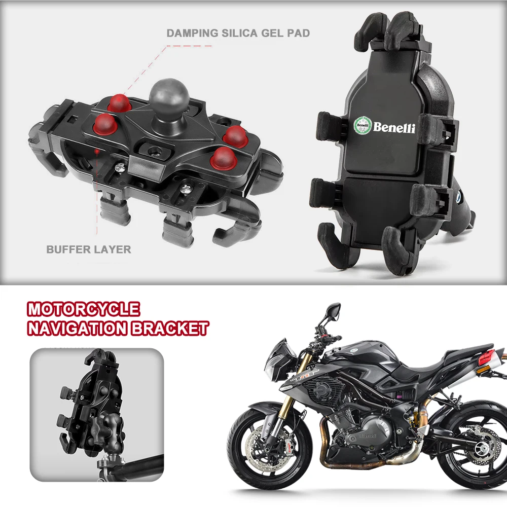 Quick Install Motorcycle Phone Mount Waterproof Handlebar mount For Benelli Leoncino TNT125 TRK 502X 502C TRK125 Royal Enfield