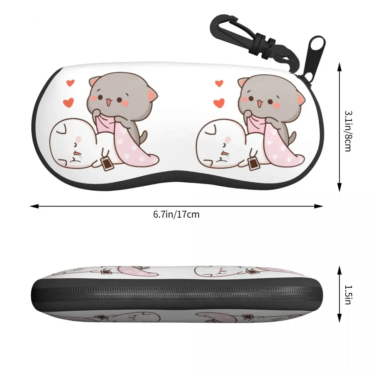 Peach And Goma Mochi Cat Drooling Sunglasses Soft Case Neoprene Zipper Shell Eyeglass Case Custom Protective Box For Glasses