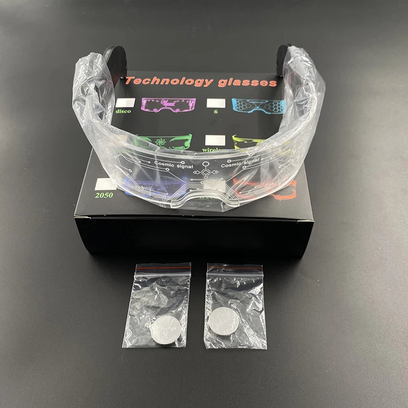 LED Neon leuchtende Brille leuchten Rave Kostüm Party Dekor DJ Club Brillen Leistung Requisiten ändern Farbe Ball Brillen – Detail 10