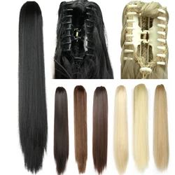 AZQUEEN-Cabelo Liso Longo Sintético Para Mulheres, Clipe De Garra De Rabo De Cavalo, Grampo De Cabelo Falso, Preto, Marrom, Dourado, 22