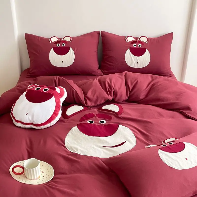 Periferiche dei cartoni animati Disney in cotone lavato carino lotso Mickey biancheria da letto in quattro pezzi dormitorio lenzuolo in tre pezzi e copripiumino