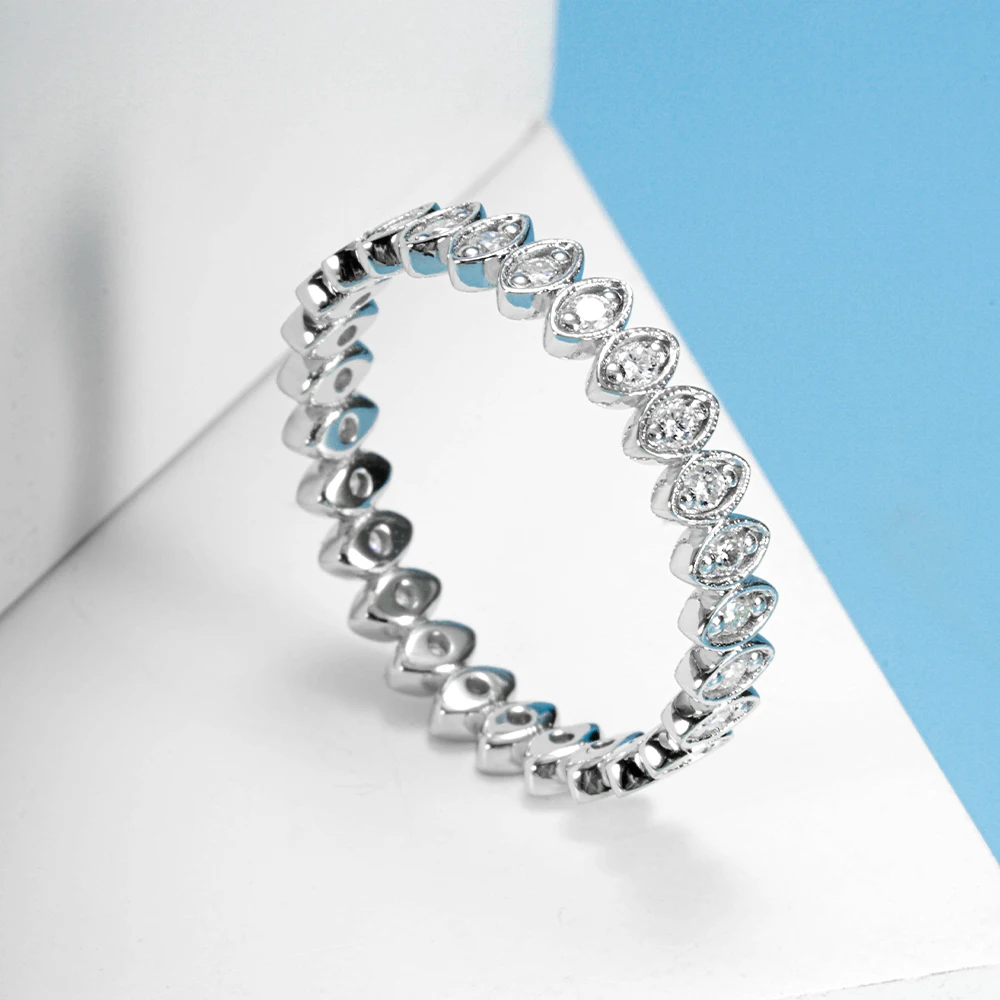 

1.5MM Round Cut D color Moissanite 925 Silver Lucky Eye Geometric Design Ring For Engagement Anniversary Wedding Party Gifts