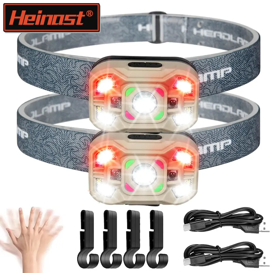 

Induction Led Headlamp USB Rechargeable Head Lamp 4 Modes 90° Adjustable Outdoor Waterproof Headlight For Fishing Emergency