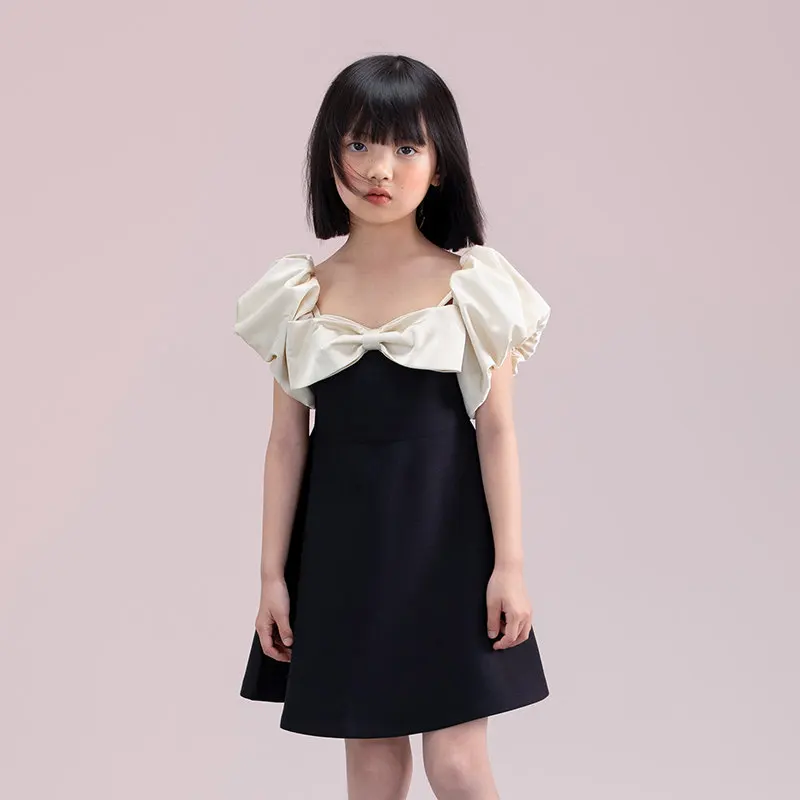 Young Girls New Design Dresses Two Ways To Wear Clothes 2024 Fashion Elegant Bow Patchwork High Grade Teen Girls Dress 5-14Years