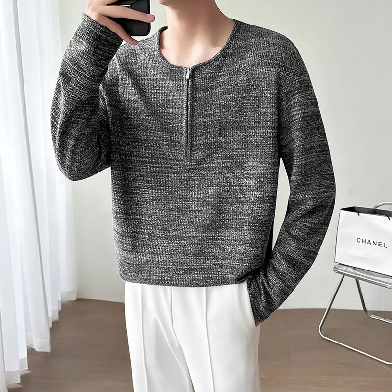 

Khaki/Gray Men's T-Shirts Spring New Fashion O-Neck Long Sleeve Men Casual T Shirt Loose All Match Comfortable Striped Tee Shirt