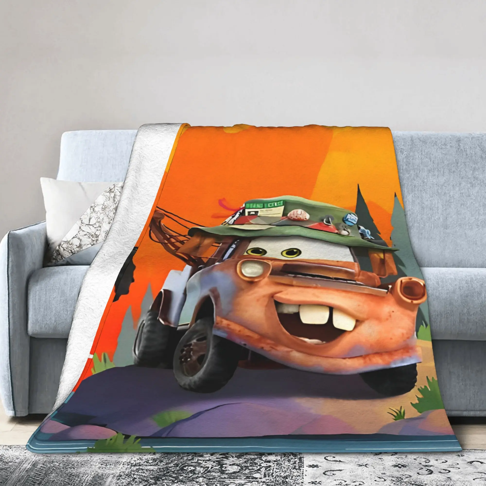 

Mater Smile Lightning McQueen Cars Blanket Fleece Decoration Multi-function Ultra-Soft Throw Blanket for Sofa Travel Rug Piece