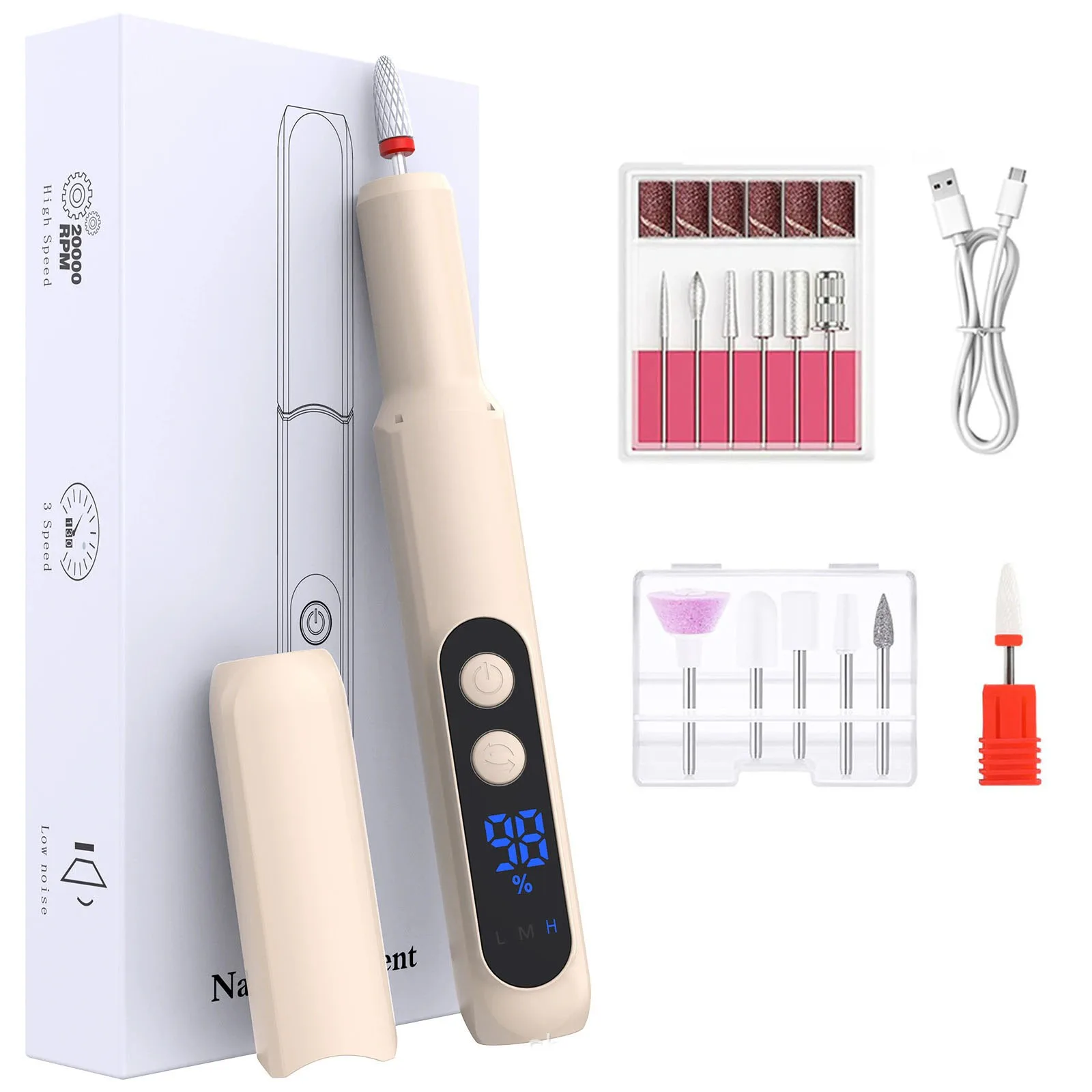 Multifunctional Cordless Electric For Nail Drill Rechargeable Grinding Pen Shape Manicure Polishing Easy To Use