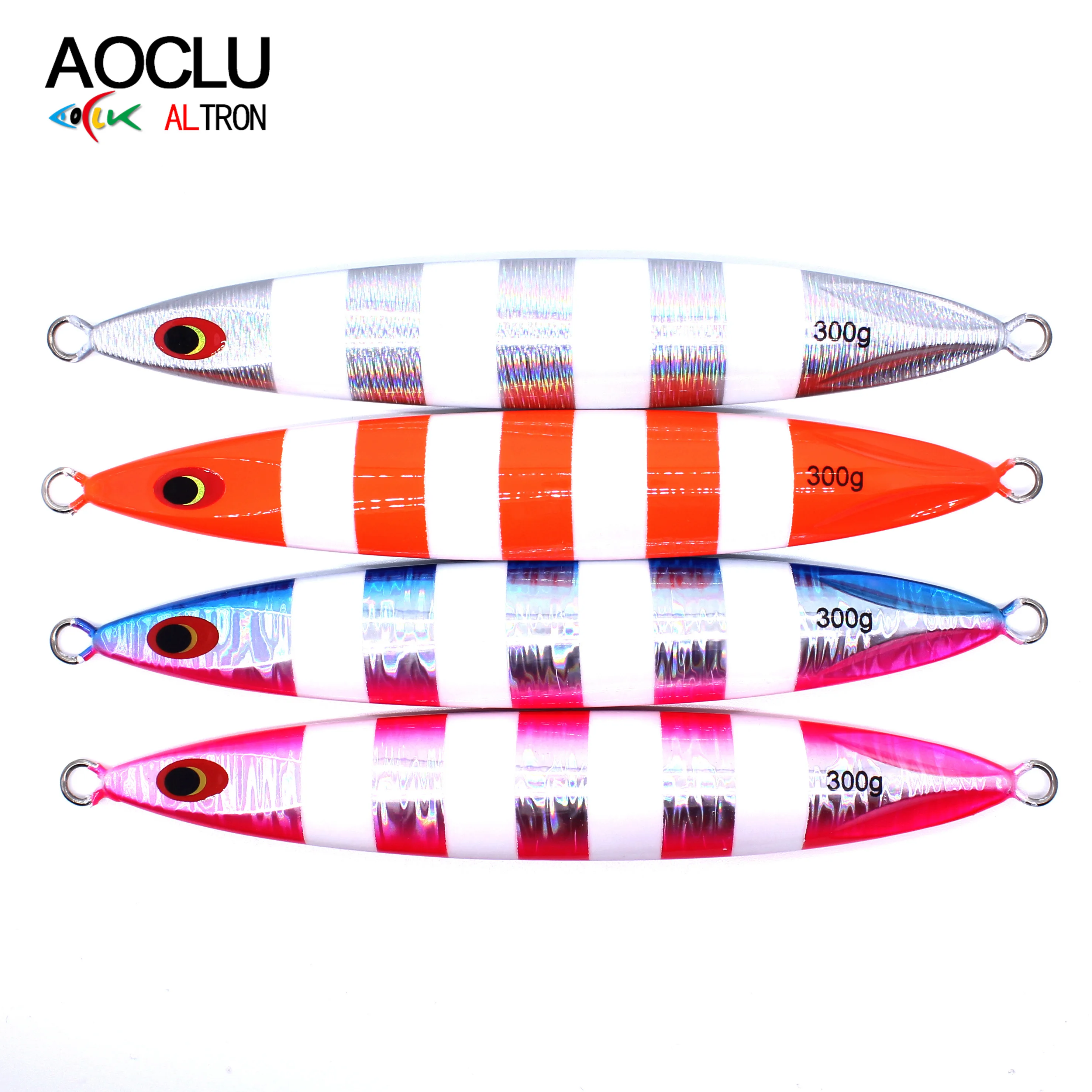 AOCLU Tiefsee Langsam Metall Jig 200g 300g Harten Köder Sinking Stick Köder UV Glow Leuchtende Zebra Für thunfisch Zacker Seebarsch Angeln – Detail 12