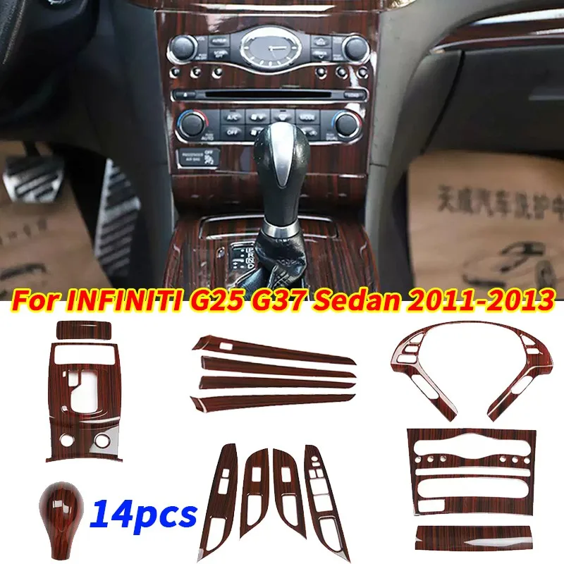 14X Wood Grain Interior Accessories Kit Trim For INFINITI G25 G37 Sedan 2011-13