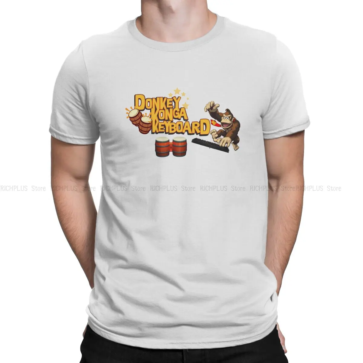 Turned My Dk Bongos Into A Keyboard Men TShirt Donkey Kong Game Crewneck Short Sleeve Polyester T Shirt Funny Gift Idea