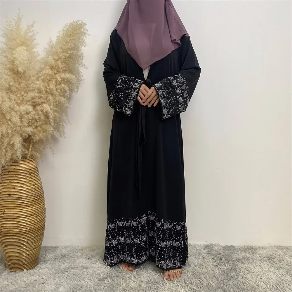 

Dubai Abayas Eid Ramadan Muslim Diamond Evening Dress for Women Islam Clothing Arabic Robe Turkey Kaftan Kebaya Jalabiya Kimono