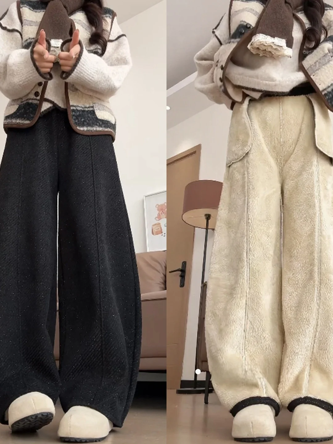 Bla Wijde Pijpen Broek Dames 2025, Nieuwe Initial Winter Fce Thiened Bent Knife Klein Formaat Banaan Sportbroek Casual Hoge W...