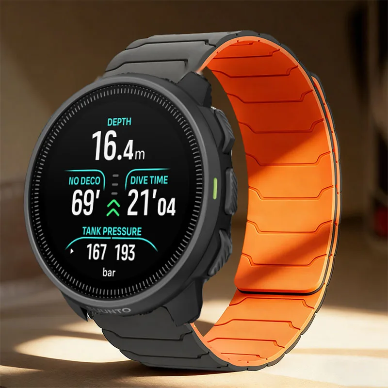 Bracelet magnétique en Silicone de 20mm 22mm, pour SUUNTO Nautic S, pour Suunto Race 2/S/Vertical 2 1/Suunto 3 5 9 Peak Pro DLC