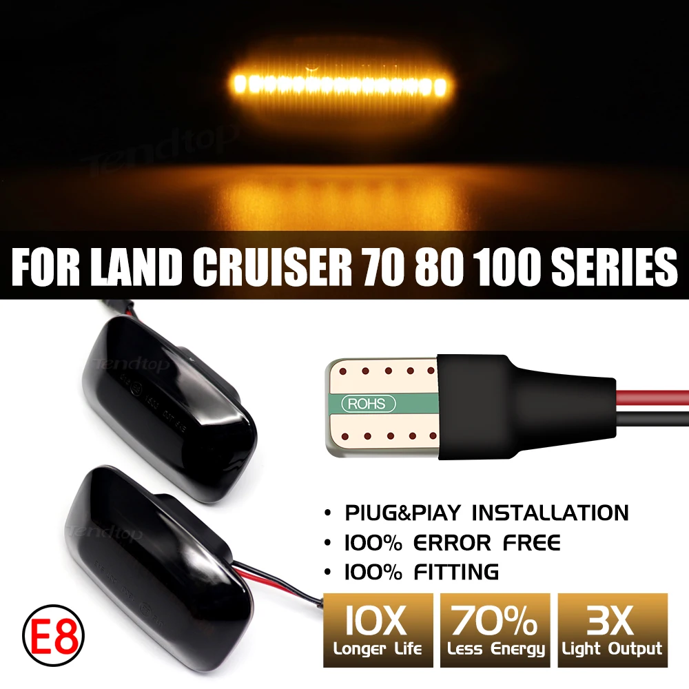 2pcs LED Strip Dynamic Turn Signals Light Turn Repeater Side Marker Lamp For Toyota Land Cruiser Landruiser 70 80 100 Series