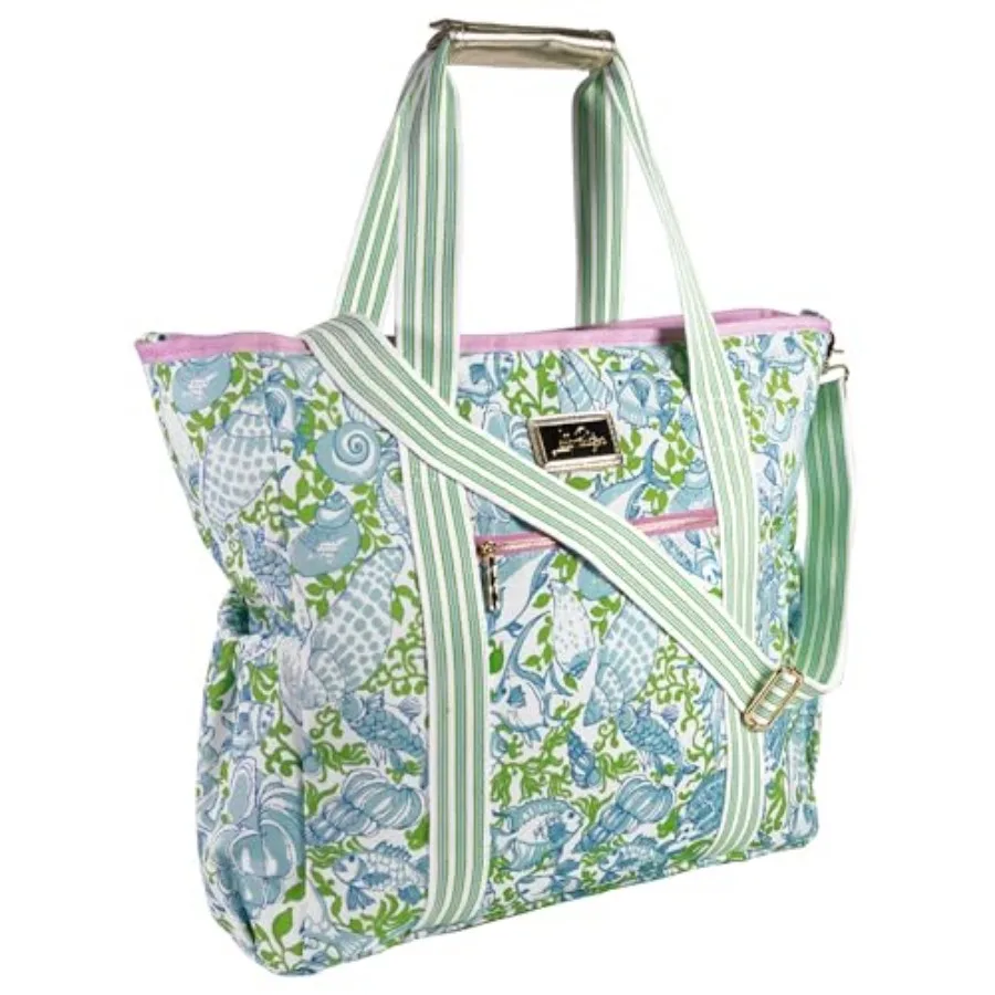

Beach and Picnic Cooler, Insulated Bag with Adjustable Shoulder Strap and Zipper, Large Soft Cooler for Groceries or Travel Thr
