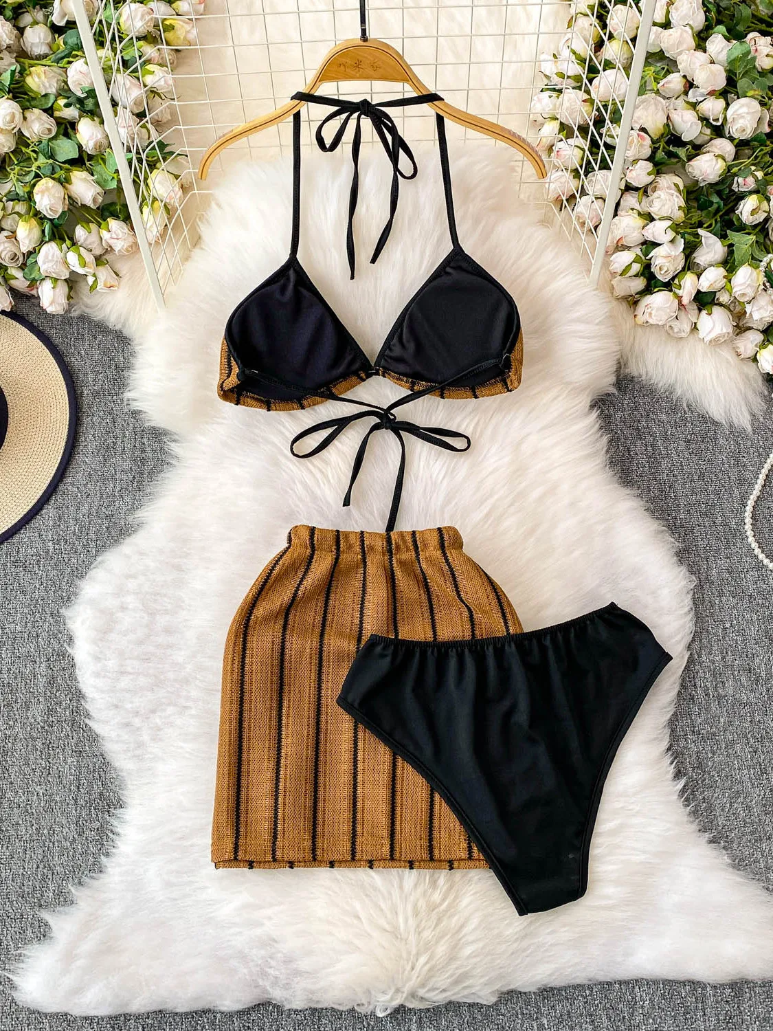 

Сексуальный вязаный купальник, комплект V-Ne String Tie ort Dr, футболка, костюм для молодых женщин, летний модный наряд, студенческий orm