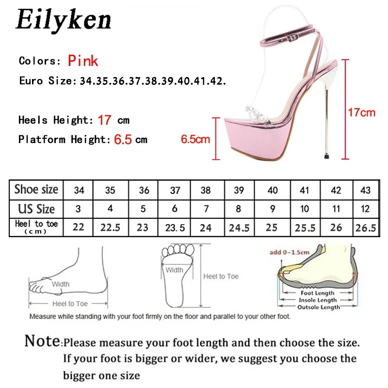 Eilyken Sexy Nightclub Fetish Stripper Woman Sandals Open Toe Ankle Buckle Strap Platform Stiletto High Heel Shoes