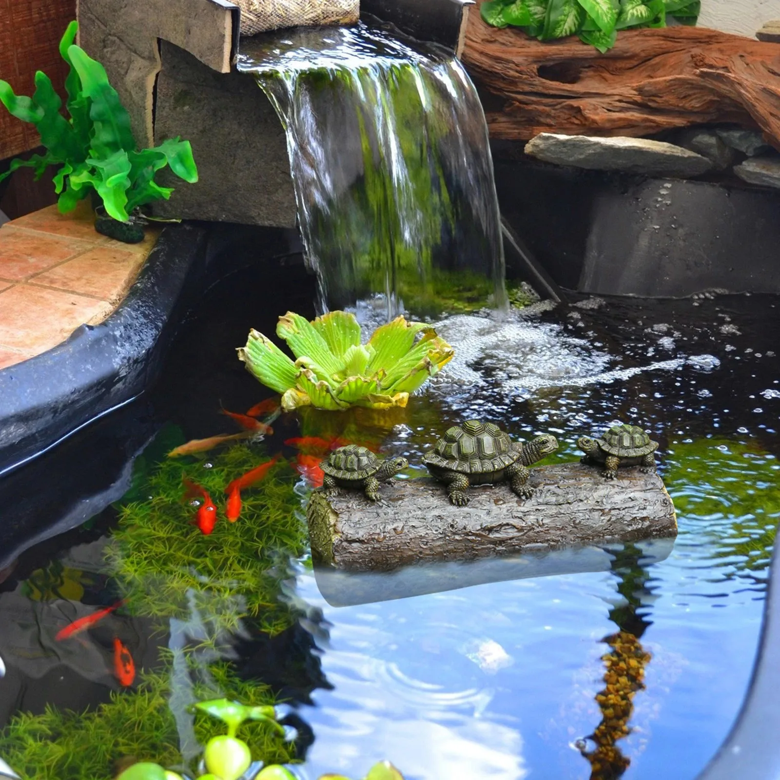 Garden courtyard pond fish tank decoration landscaping simulation ornaments three turtles climbing wood floating in water toys