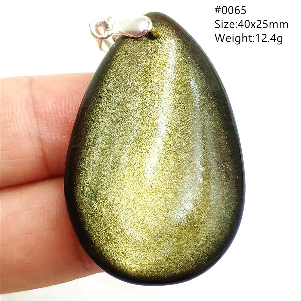 Natural Gold Obsidian Pendant Jewelry Women Men Water Drop Flash Light Gemstone Gold Obsidian Necklace Rare AAAAAA