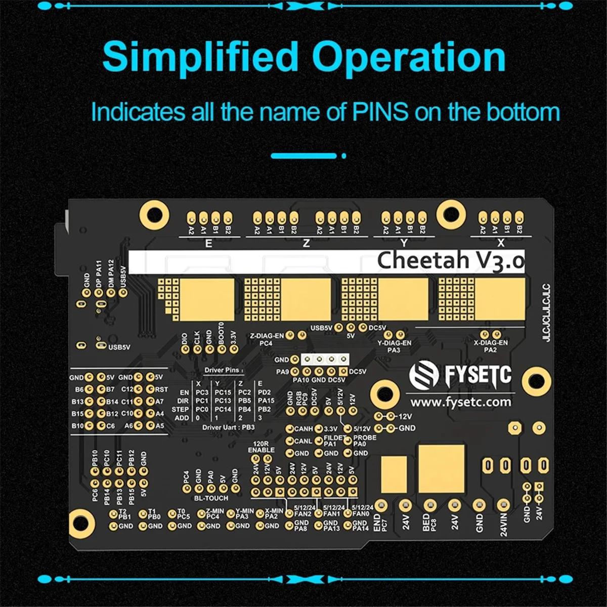 Cheetah V3.0 32bit Control Board Control 4 Axis Integrated TMC2209 for Voron V0.2 CR10 Ender3 Ender5 3D Printer