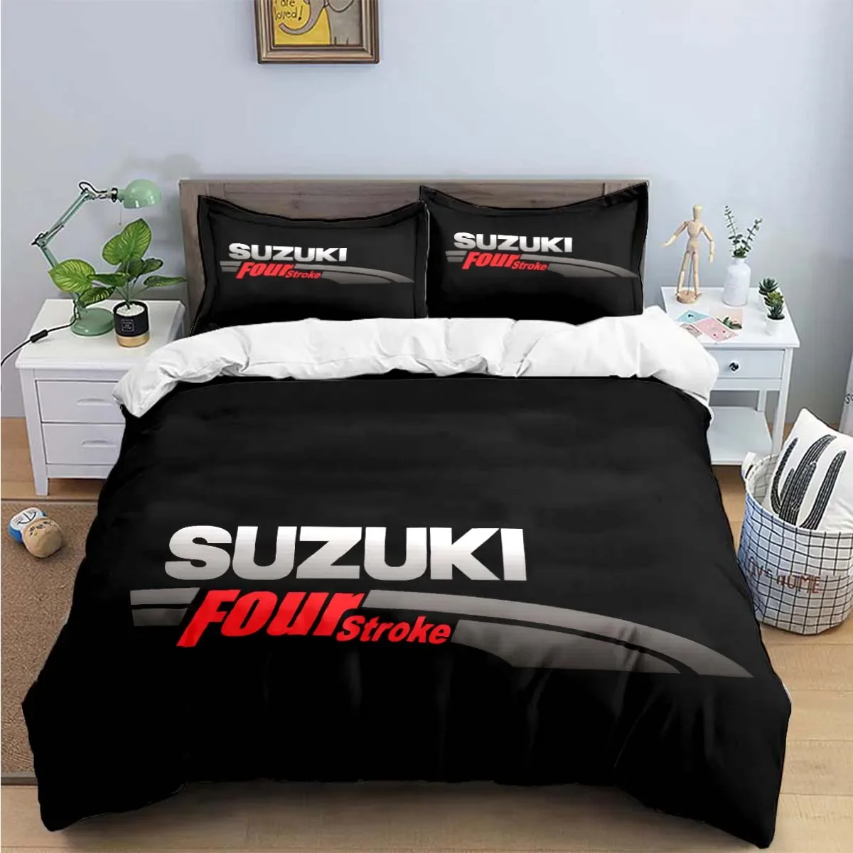 Fashion Car S-Suzuki Logo Print Bedding Sets Exquisite Bed Supplies Set Duvet Cover Bed Comforter Set Bedding Set Luxury  Gift