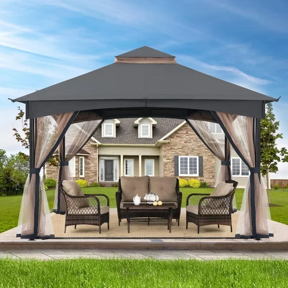 

11 X 11 FT Outdoor Patio Gazebo, Outdoors Garden Gazebos with Netting Walls, Easy Installation, Outdoor Patio Gazebo