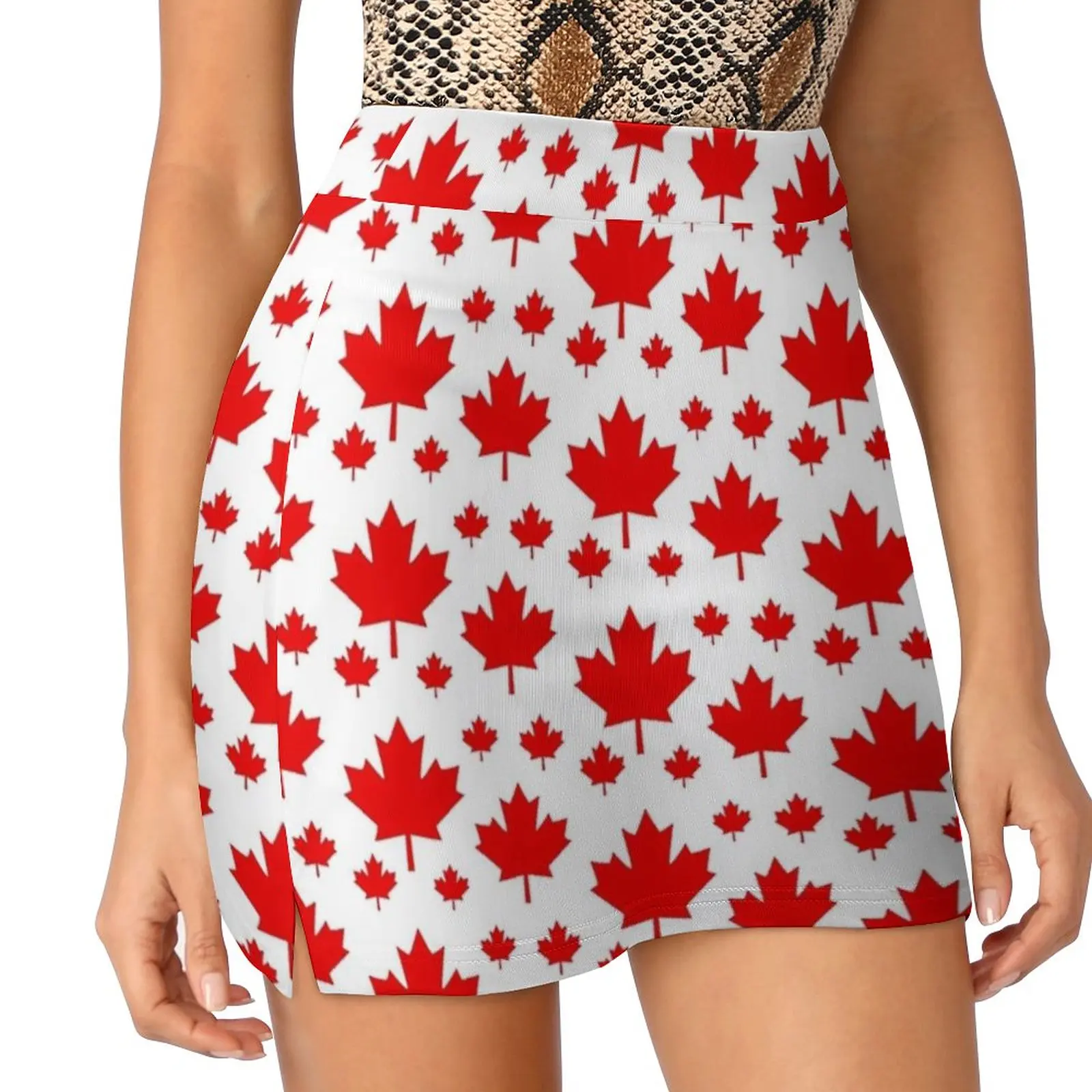 Canada Maple Leaf Flag Emblem Women's skirt Mini Skirts A Line Skirt With Hide Pocket Canada Canadian Sports Toronto Vancouver