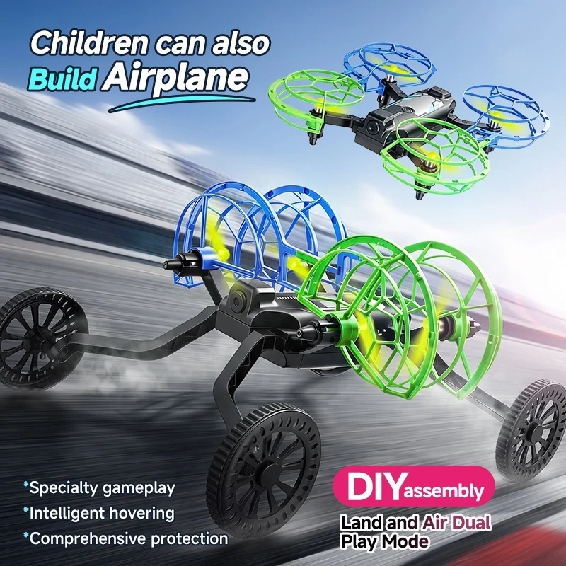 4DRC New V88 2.4G DIY Assembled Drone 2 in 1 Land Air Flight Interactive Training Quadcopter For Science Education Toy Kids Gift