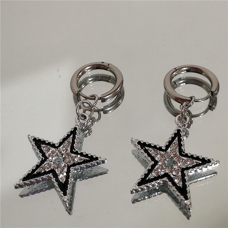 Men Accessories Aesthetic - Glanzend Zirkoon Ster Pentagram Hanger Oorbellen