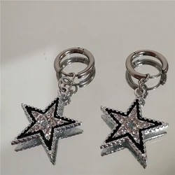 Shiny Zircon Star Pentagram Pendant Earrings For Women Men Fashion Silver Color Charm Y2K Aesthetic Jewelry Grunge Accessories