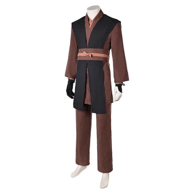 

asdh8@Skywalker Cosplay Fantasy Costume Men Brown Jacket Gloves Handguard Girdle Pants Roleplay Outfits Adult Halloween Carnival
